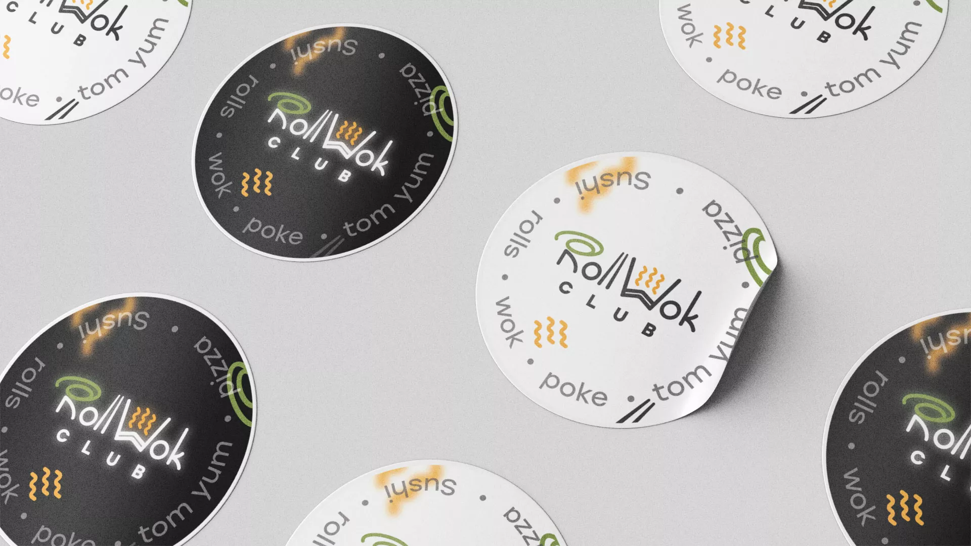 Разработка наклеек для суши-бара «Roll Wok Club» в Сысерти